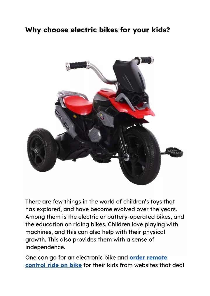 why choose electric bikes for your kids