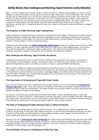 Safety Below: How Underground Warning Tape Prevents Costly Mistakes