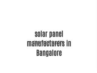 solar panel manufacturers in Bangalore