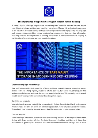 The Importance of Tape Vault Storage in Modern Record-Keeping