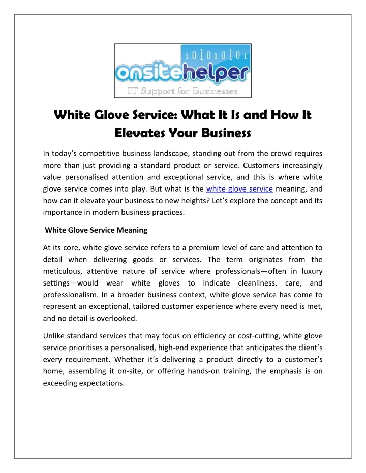 white glove service what