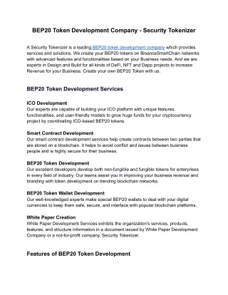 bep20 token development company security tokenizer