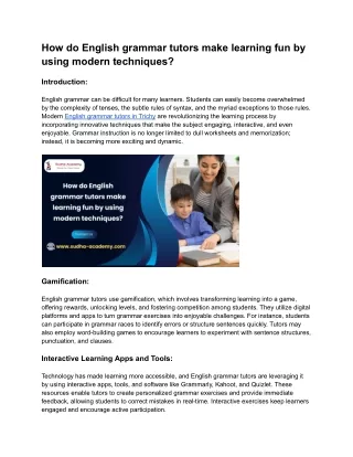 How do English grammar tutors make learning fun by using modern techniques?