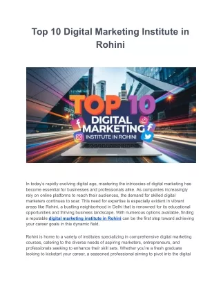 Digital Marketing Institute in Rohini