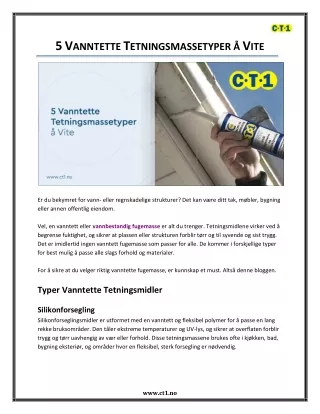 5 Vanntette Tetningsmassetyper å Vite