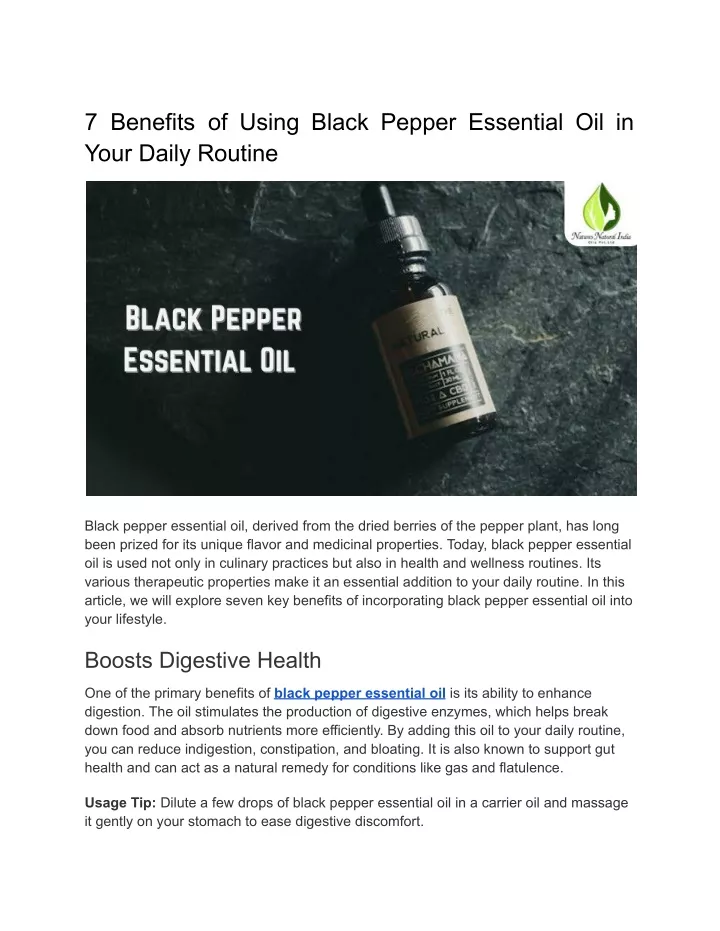 7 benefits of using black pepper essential