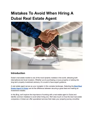 Mistakes To Avoid When Hiring A Dubai Real Estate Agent