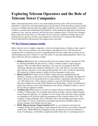 exploring telecom operators and the role