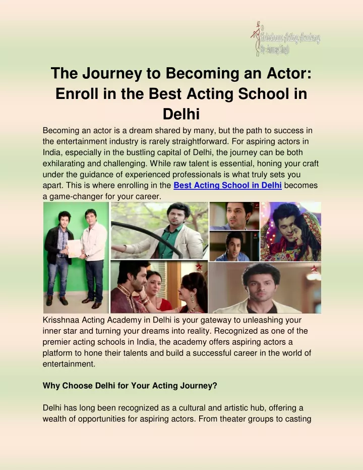 the journey to becoming an actor enroll