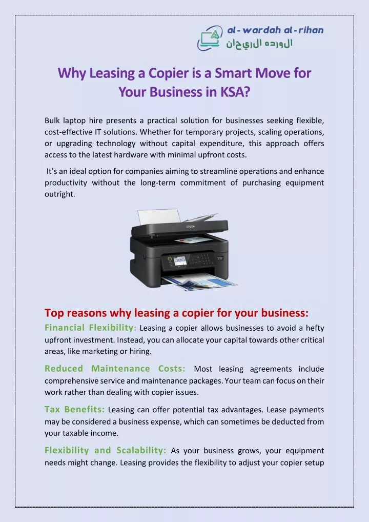 why leasing a copier is a smart move for your