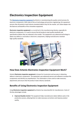 Electronics inspection equipment