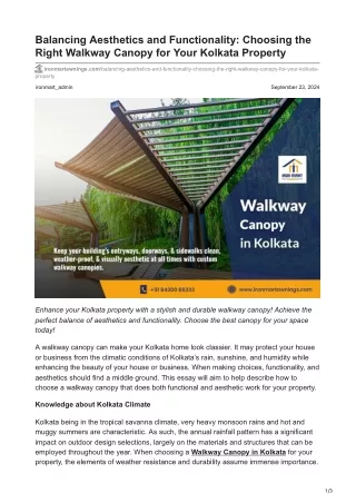 ironmartawnings.com-Balancing Aesthetics and Functionality Choosing the Right Walkway Canopy for Your Kolkata Property