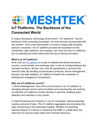 IoT Platforms_ The Backbone of the Connected World