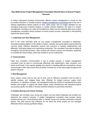 key skills every project management consultant