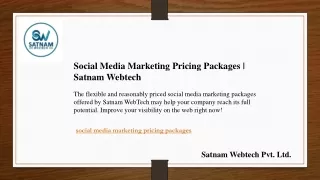 Social Media Marketing Pricing Packages  Satnam Webtech