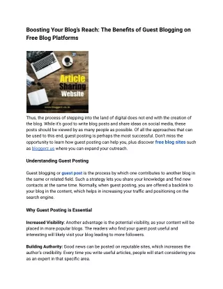 Boosting Your Blog’s Reach: The Benefits of Guest Blogging on Free Blog Platform