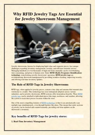 Why RFID Jewelry Tags Are Essential for Jewelry Showroom Management