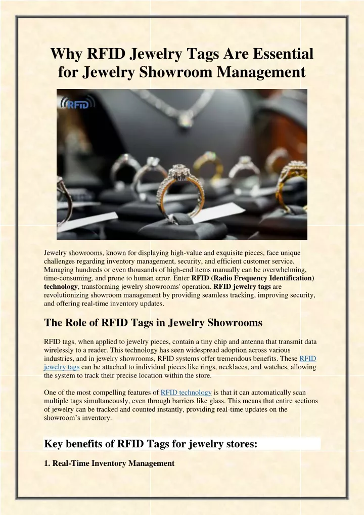 why rfid jewelry tags are essential for jewelry