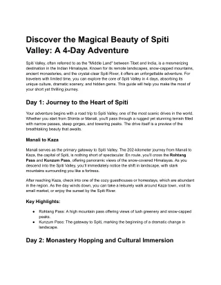 Discover the Magical Beauty of Spiti Valley_ A 4-Day Adventure