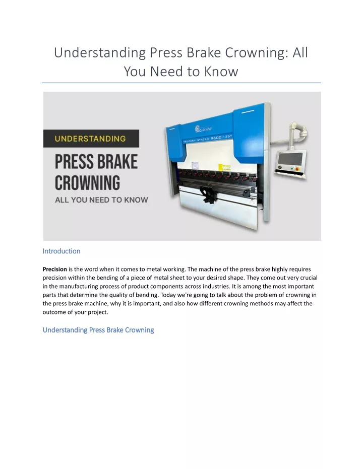 understanding press brake crowning all you need