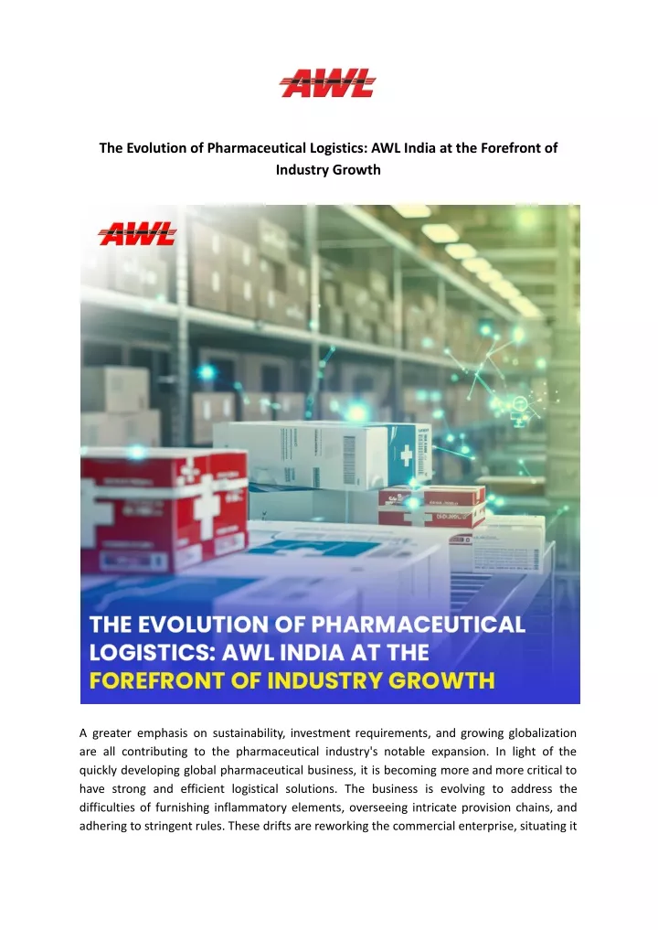 the evolution of pharmaceutical logistics