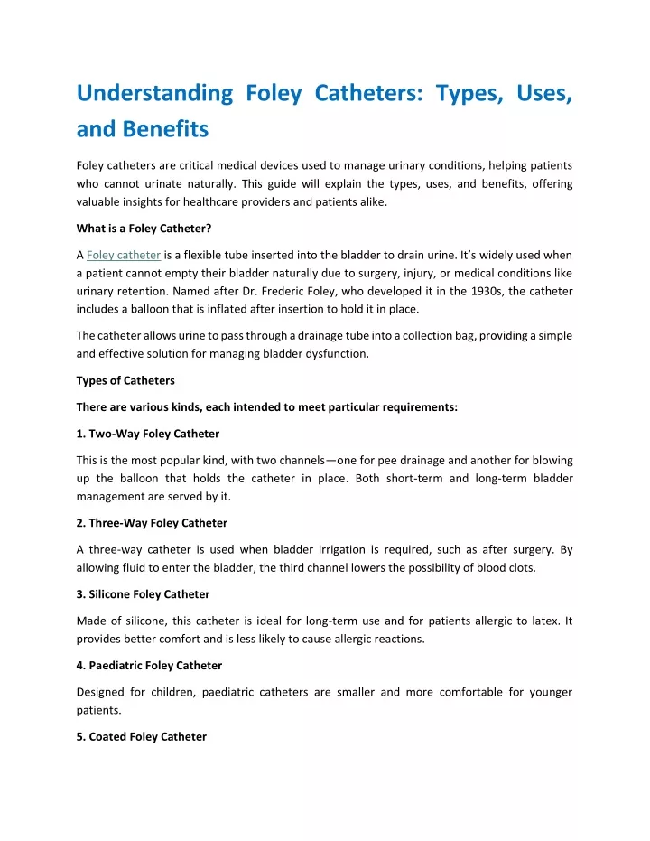 understanding foley catheters types uses