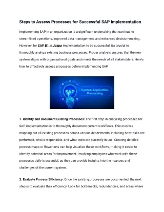 Steps to Assess Processes for Successful SAP Implementation