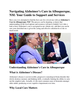 Navigating Alzheimer's Care in Albuquerque, NM: Your Guide to Support and Servic