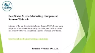 Best Social Media Marketing Companies  Satnam Webtech
