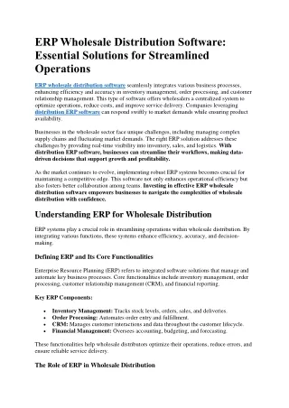 ERP Wholesale Distribution Software Essential Solutions for Streamlined Operations
