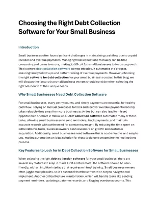 Choosing the Right Debt Collection Software for Your Small Business
