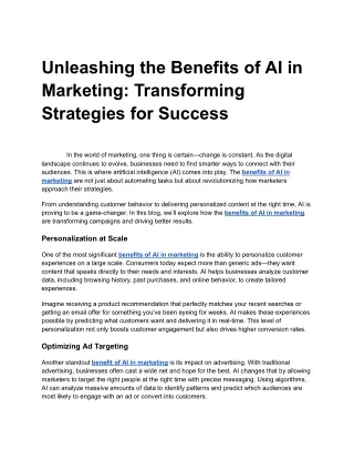 unleashing the benefits of ai in marketing