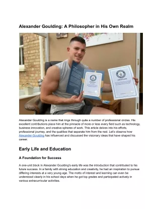 alexander goulding a philosopher in his own realm