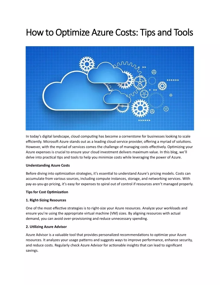 how to optimize azure costs tips and tools