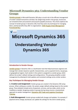 Dynamics 365 Supply Chain Management Training