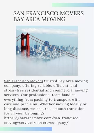 San Francisco Movers Bay Area Moving