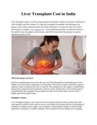 Liver Transplant Cost in India