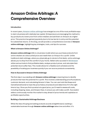 Amazon Online Arbitrage A Comprehensive Overview