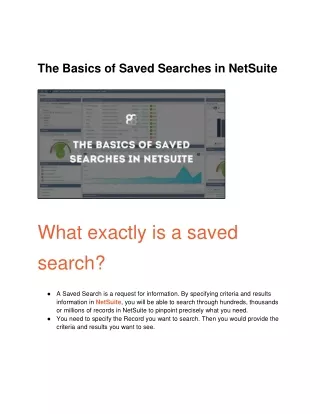 the basics of saved searches in netsuite