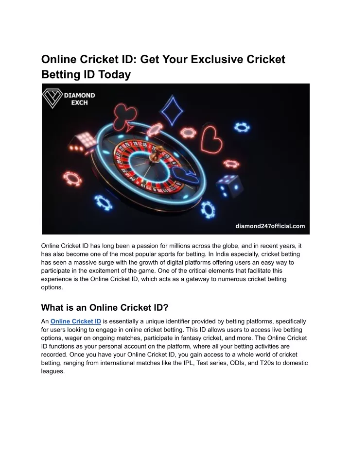 online cricket id get your exclusive cricket