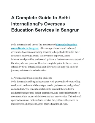 Comprehensive Overseas Education Guide