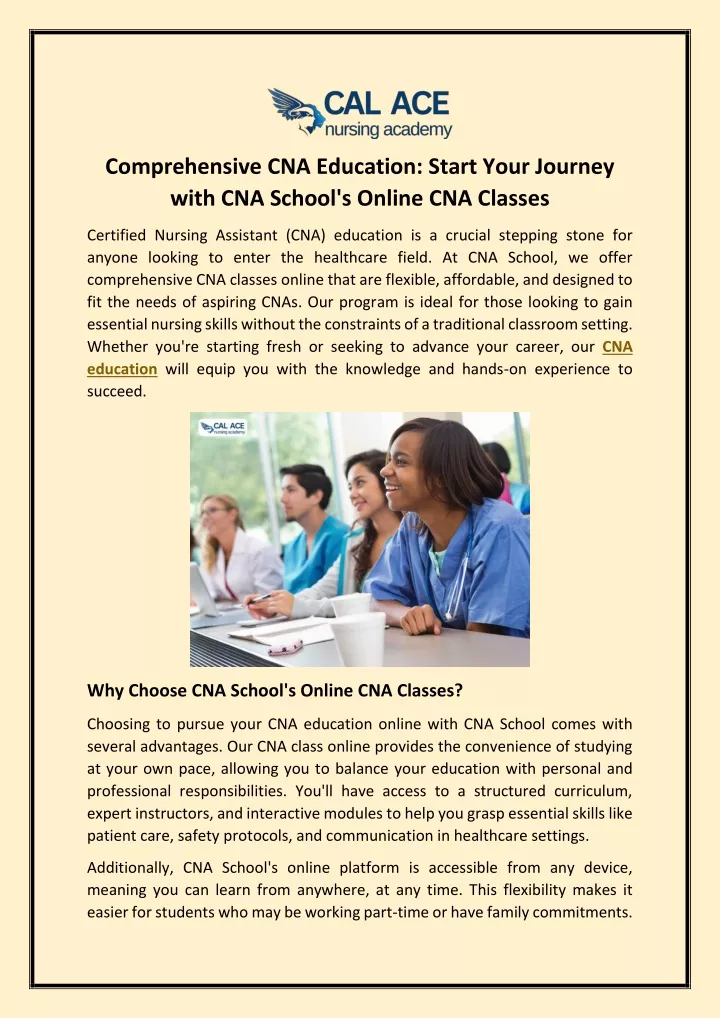 comprehensive cna education start your journey