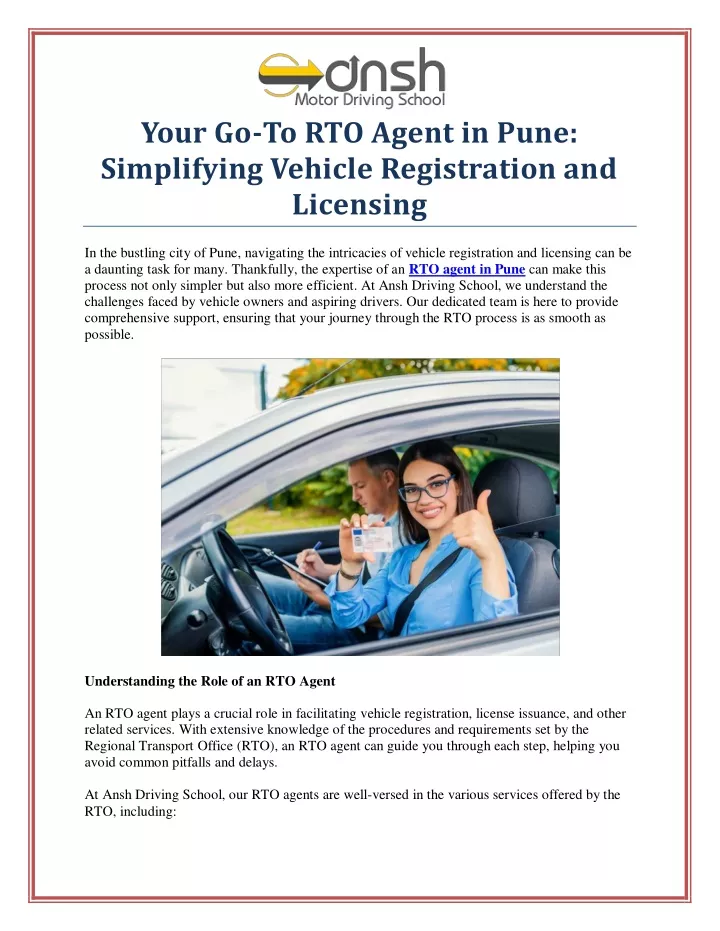 your go to rto agent in pune simplifying vehicle