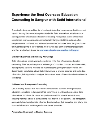 Top Overseas Education Counseling in Sangrur
