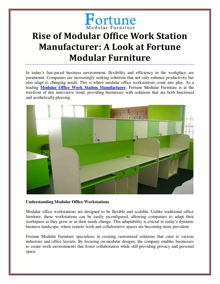 rise of modular office work station manufacturer