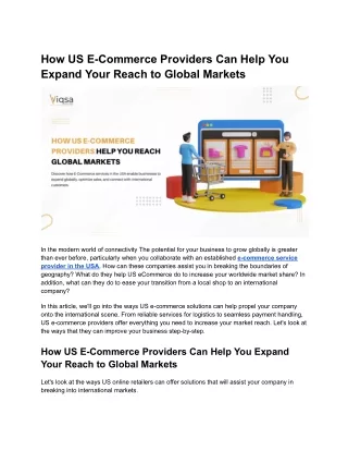 How US E-Commerce Providers Help You Reach Global Markets