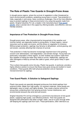 the role of plastic tree guards in drought prone