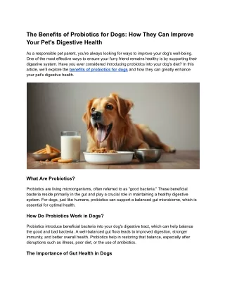 The Surprising Benefits of Probiotics for Dogs: Boost Your Pet's Digestive Healt