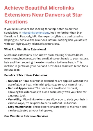 achieve beautiful microlinks extensions near