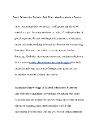 Expert Study Visa Consultants in Sangrur
